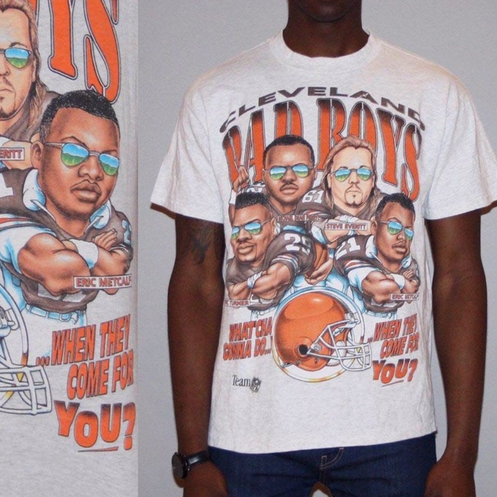 Vintage Cleveland Browns Bad Boys Caricature T-Shirt, American Sport Shirt, NFL